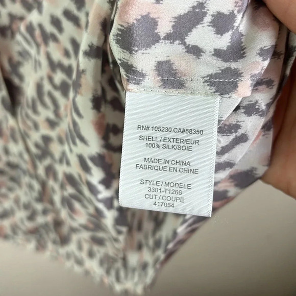 Joie “Iva” 100% Silk Leopard Print Blouse cheetah animal print short sleeve sz L - Picture 8 of 12